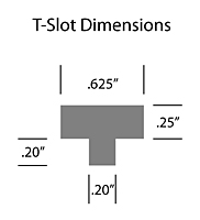 Corrugated Tapered Back Display Hooks - T-Slot Dimensions
