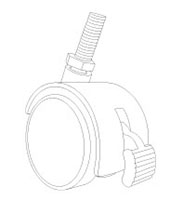 Threaded Swiveling and Locking Twin Wheel Caster - 2